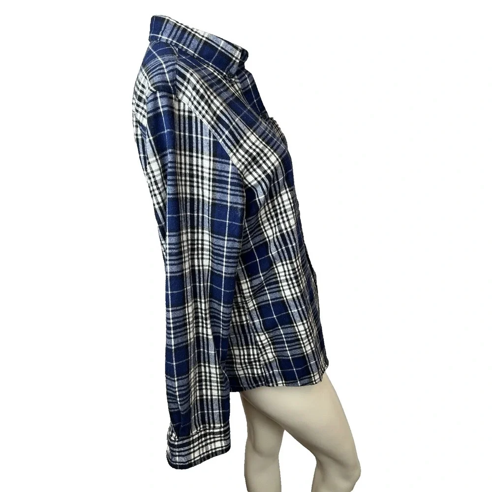 LL Bean Plaid Flannel Relaxed Fit Button Down Shirt Women's Small Casual